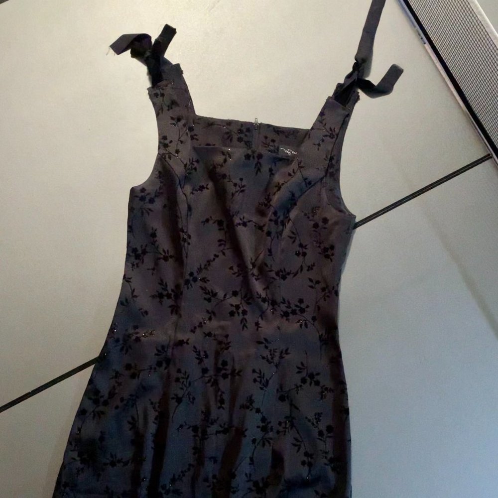 Vintage Velvet Detail Little Black Dress